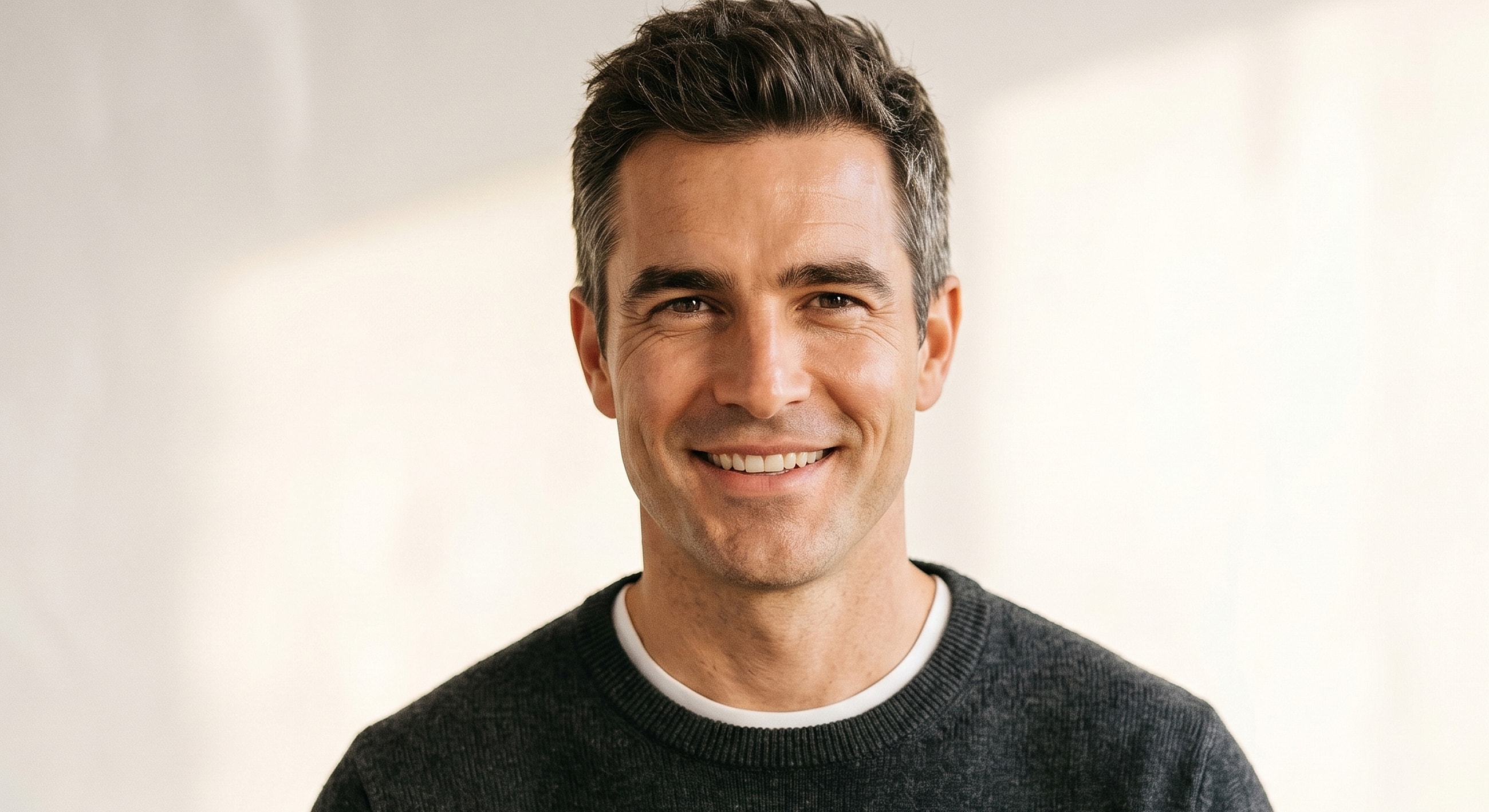 Smiling man in a casual sweater portrait.